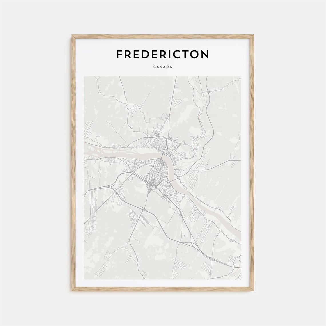 Fredericton Canada Minimalist Beige City Map Home Decor Poster