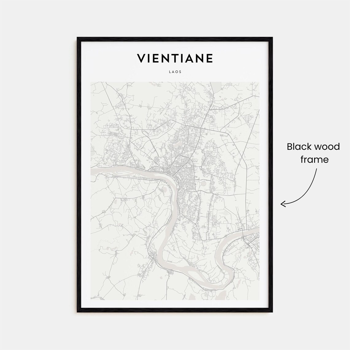 Vientiane Laos Modern Minimalist City Street Map Travel Art Poster - Image 3