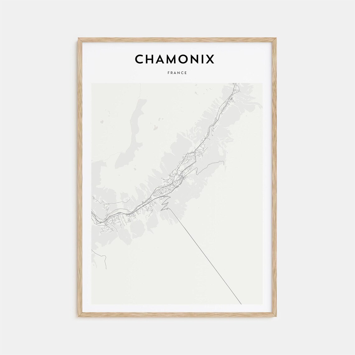 Chamonix France Minimalist Black White City Map Home Decor Poster