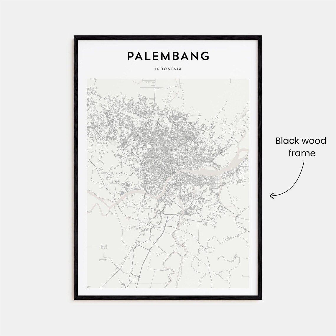 Palembang Indonesia Minimalist Street Map City Travel Art Poster - Image 3