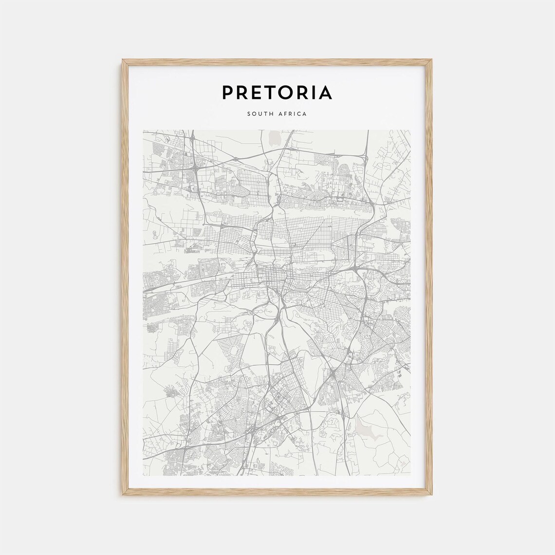 Pretoria South Africa Minimalist Modern City Map Street Art Poster