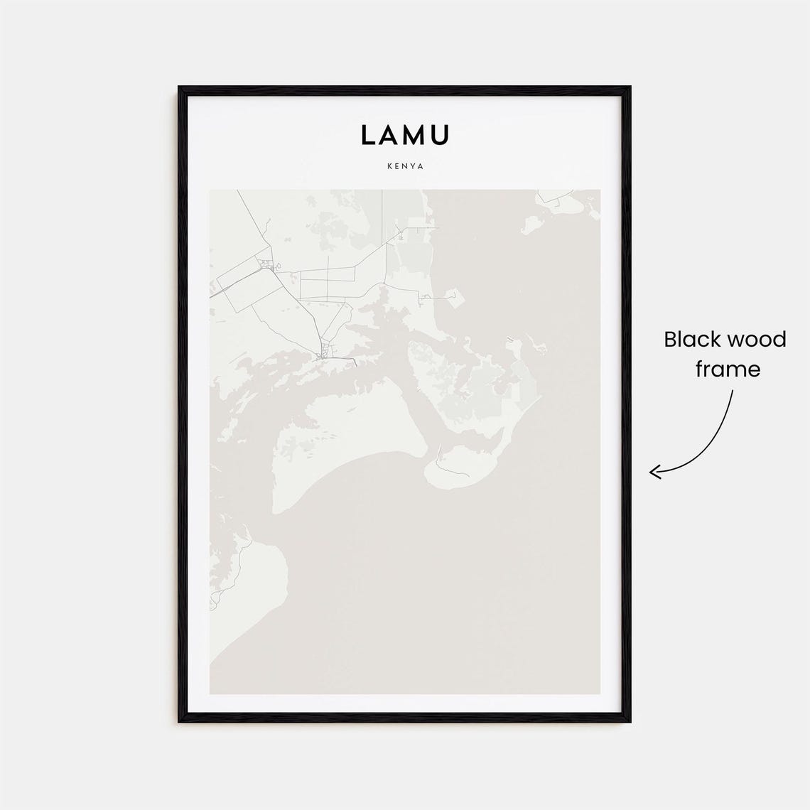 Lamu Kenya Swahili Coast Island Town Minimalist Map Art Poster - Image 3