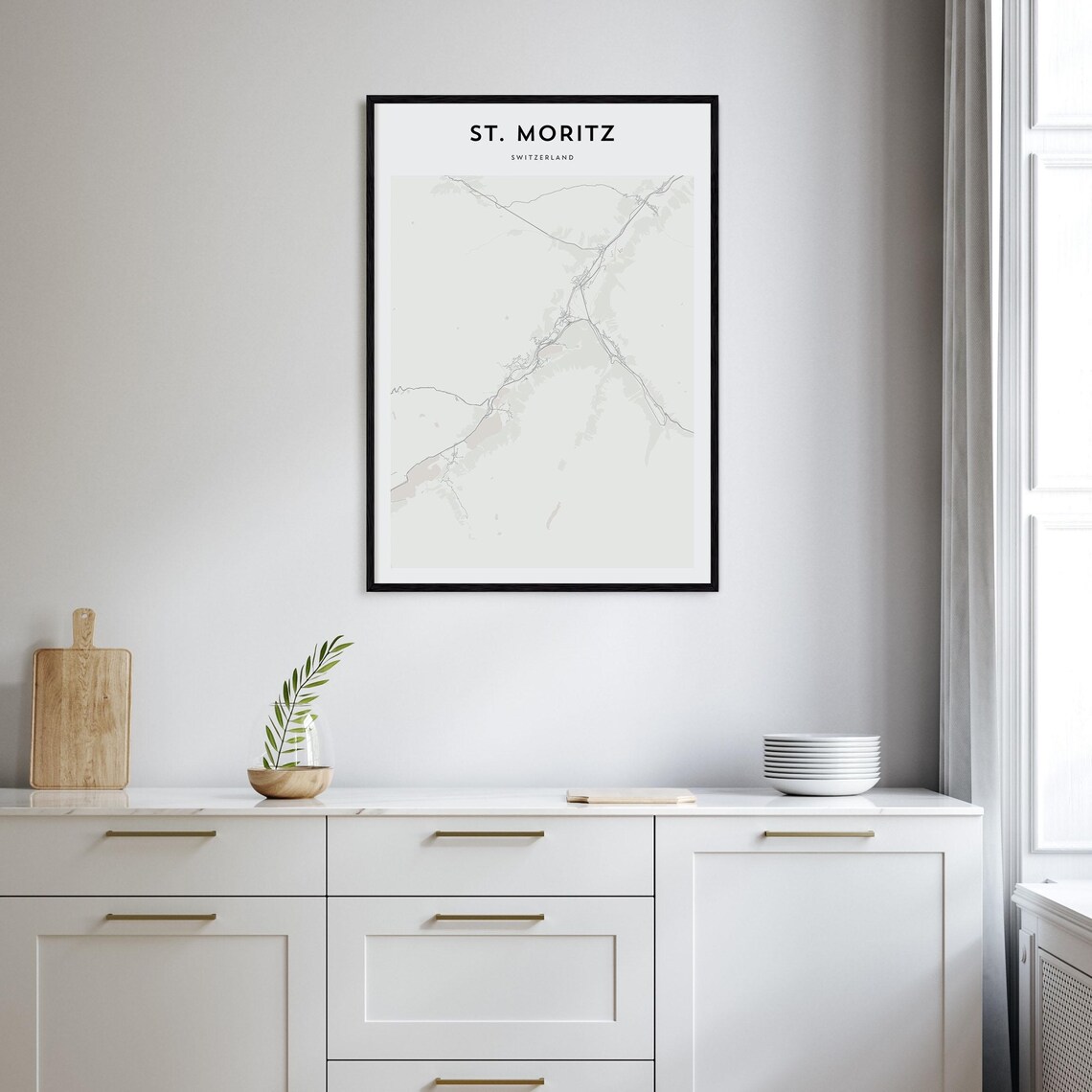 St Moritz Map Art Print, Switzerland Travel Poster - Image 2