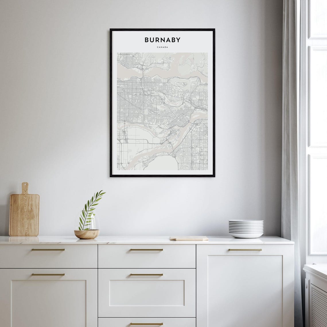 Burnaby Canada Minimalist City Street Map Beige Travel Poster - Image 2