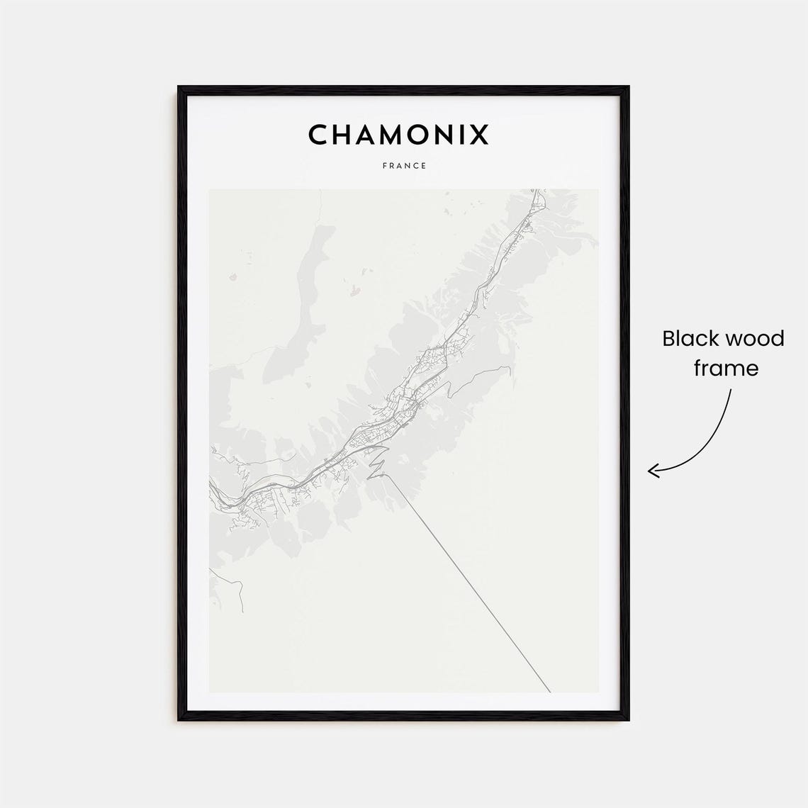 Chamonix France Minimalist Black White City Map Home Decor Poster - Image 3