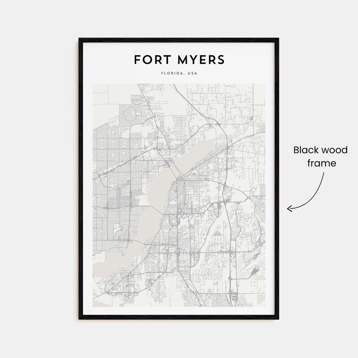 Fort Myers Florida Minimalist City Street Map Southwest Decor Poster - Image 3
