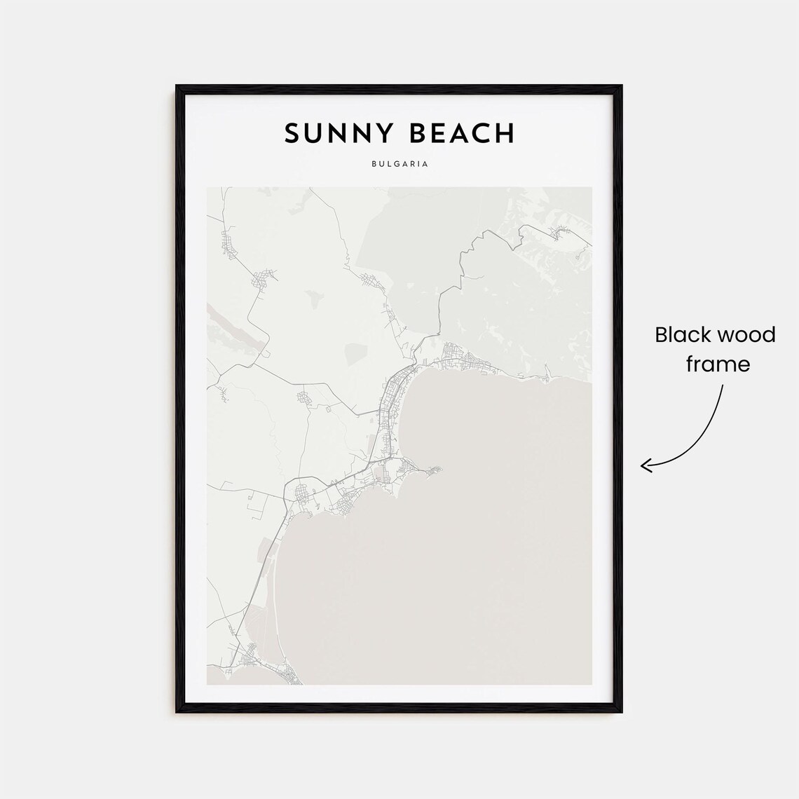 Sunny Beach Bulgaria Minimalist City Map Black Sea Travel Poster - Image 3