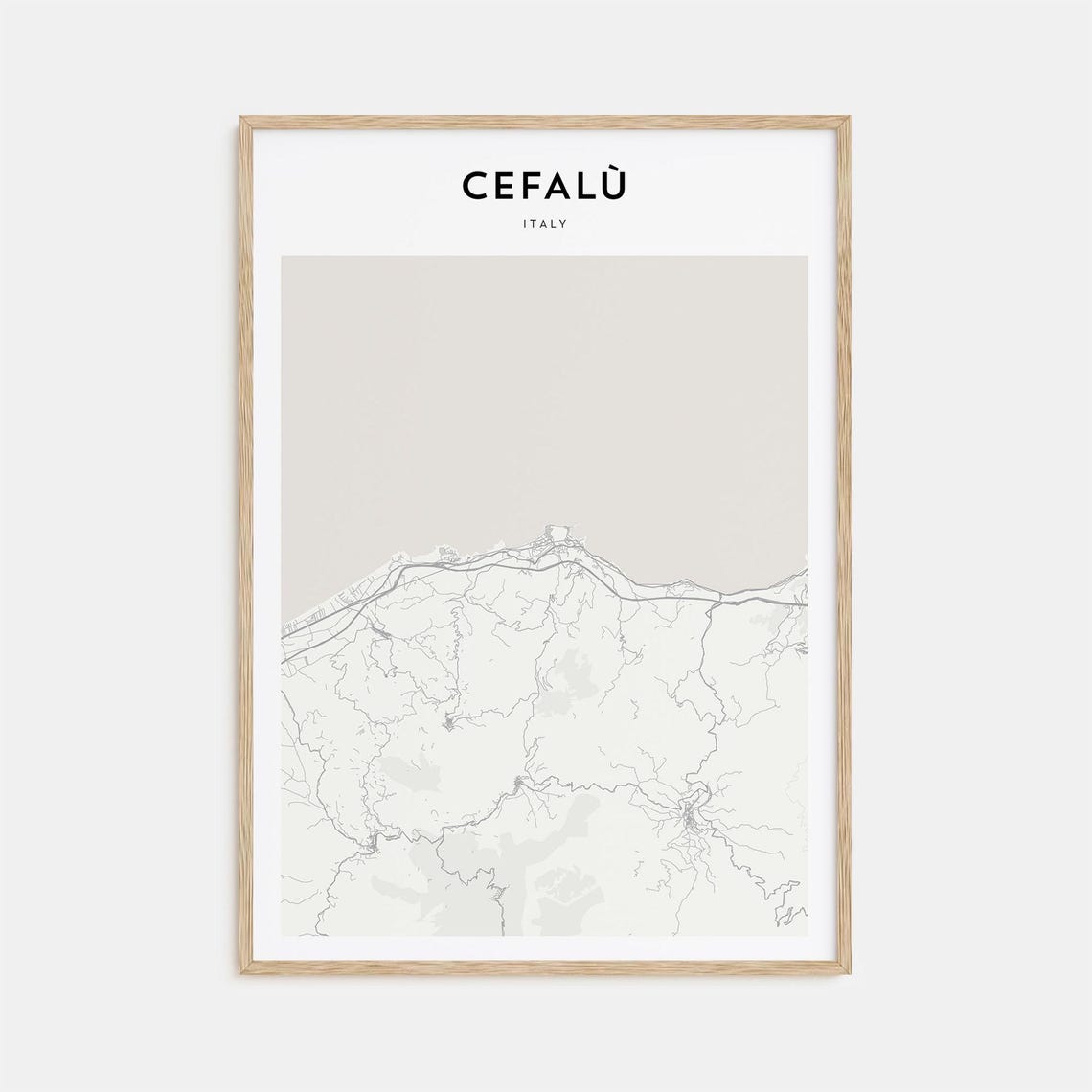 Cefalu Sicily Italy Minimalist Coastal Street Map Modern Wall Art