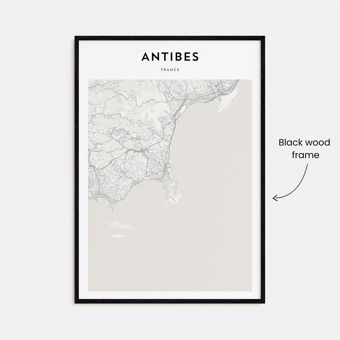 Antibes France Fine Line City Street Map Modern Wall Decor Poster - Image 3