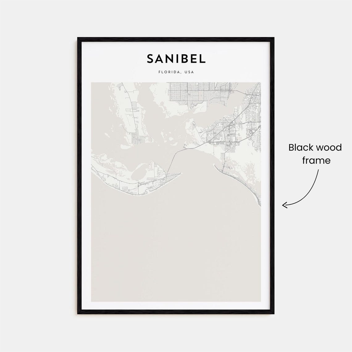 Sanibel Florida USA Scandinavian Minimalist Coastal Map Travel Poster - Image 3