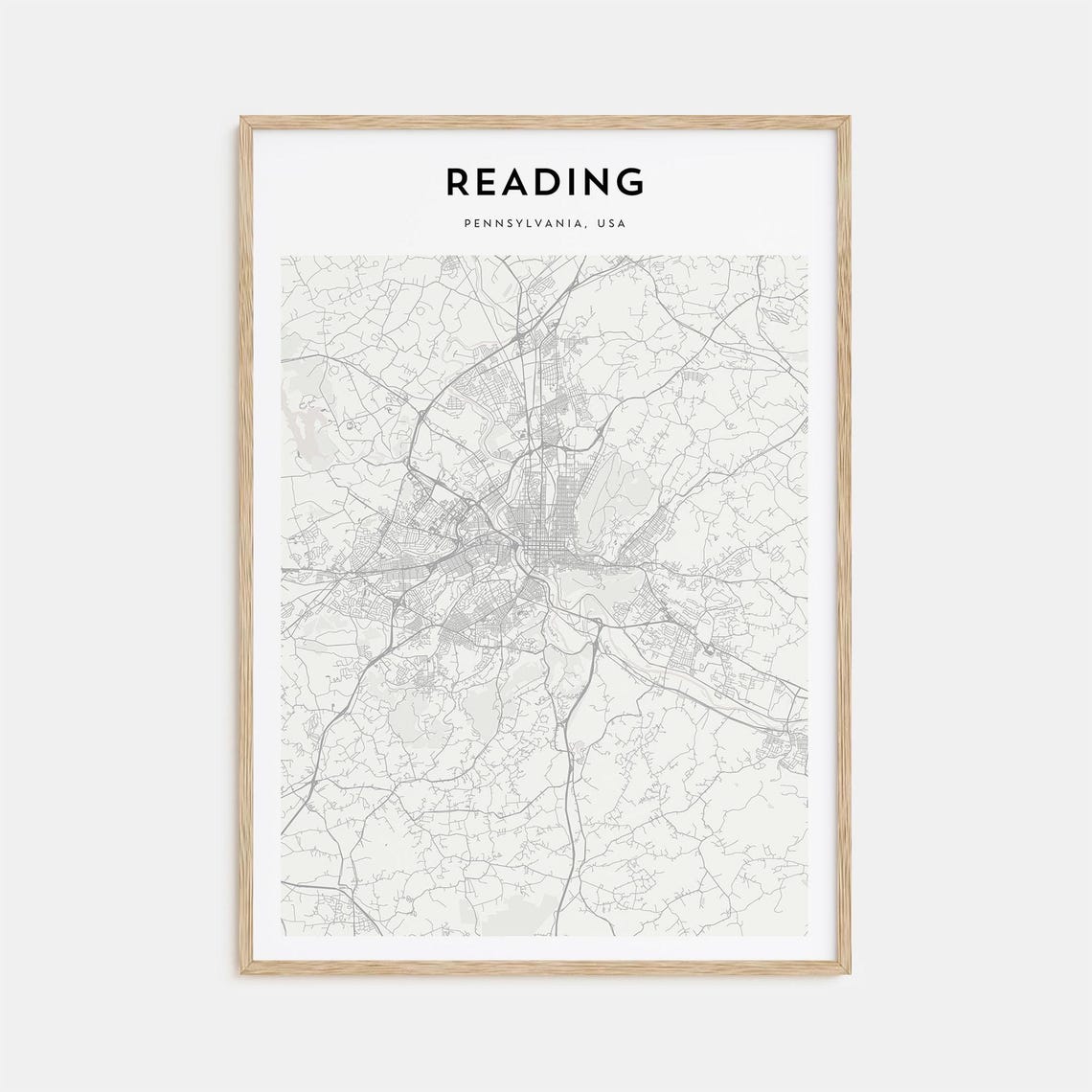 Reading Pennsylvania USA Minimalist Street City Map Decor Art Poster