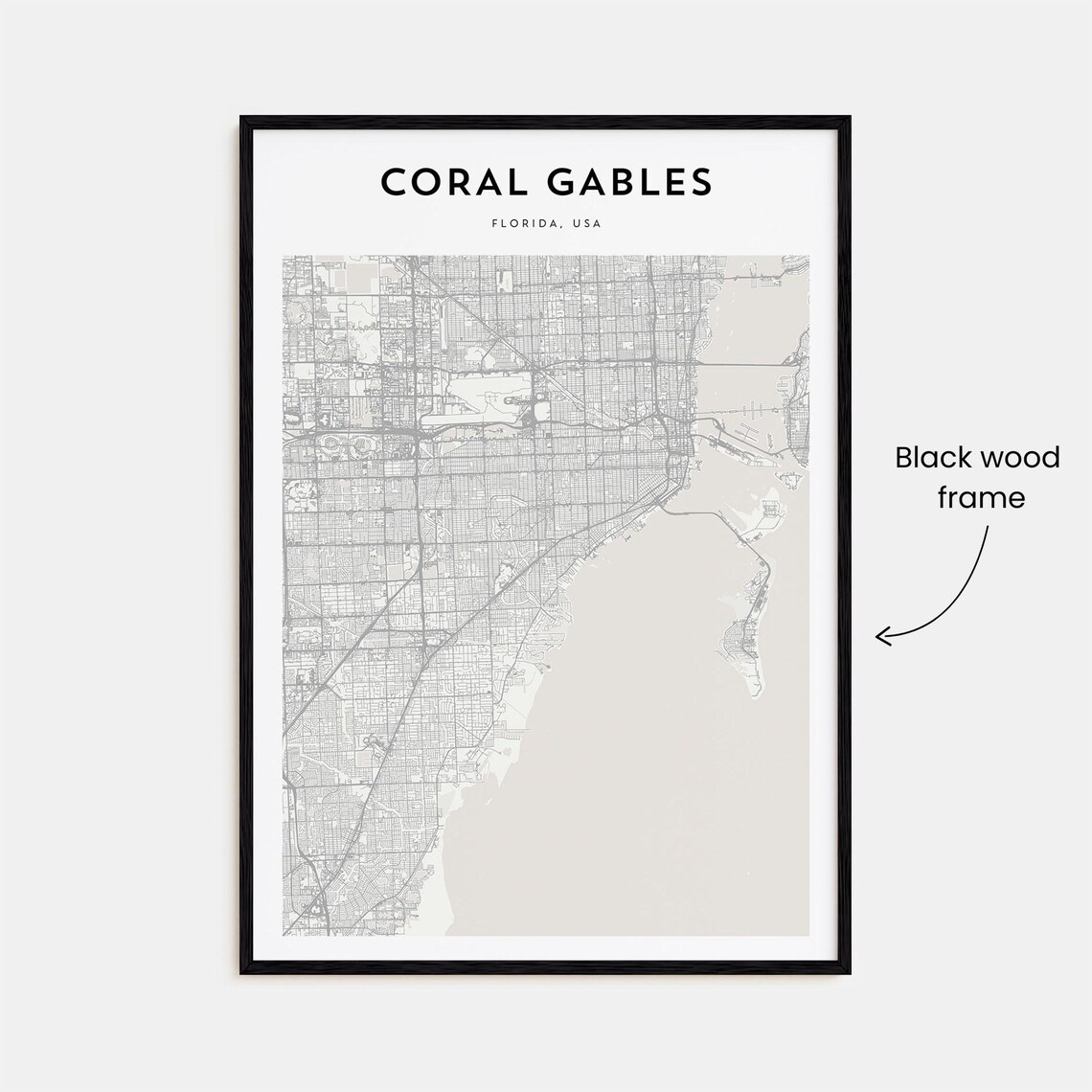 Coral Gables Map Poster Coral Gables Map Print Coral Gables Personalized Map Art Coral Gables Wall Art Florida Usa - Image 3