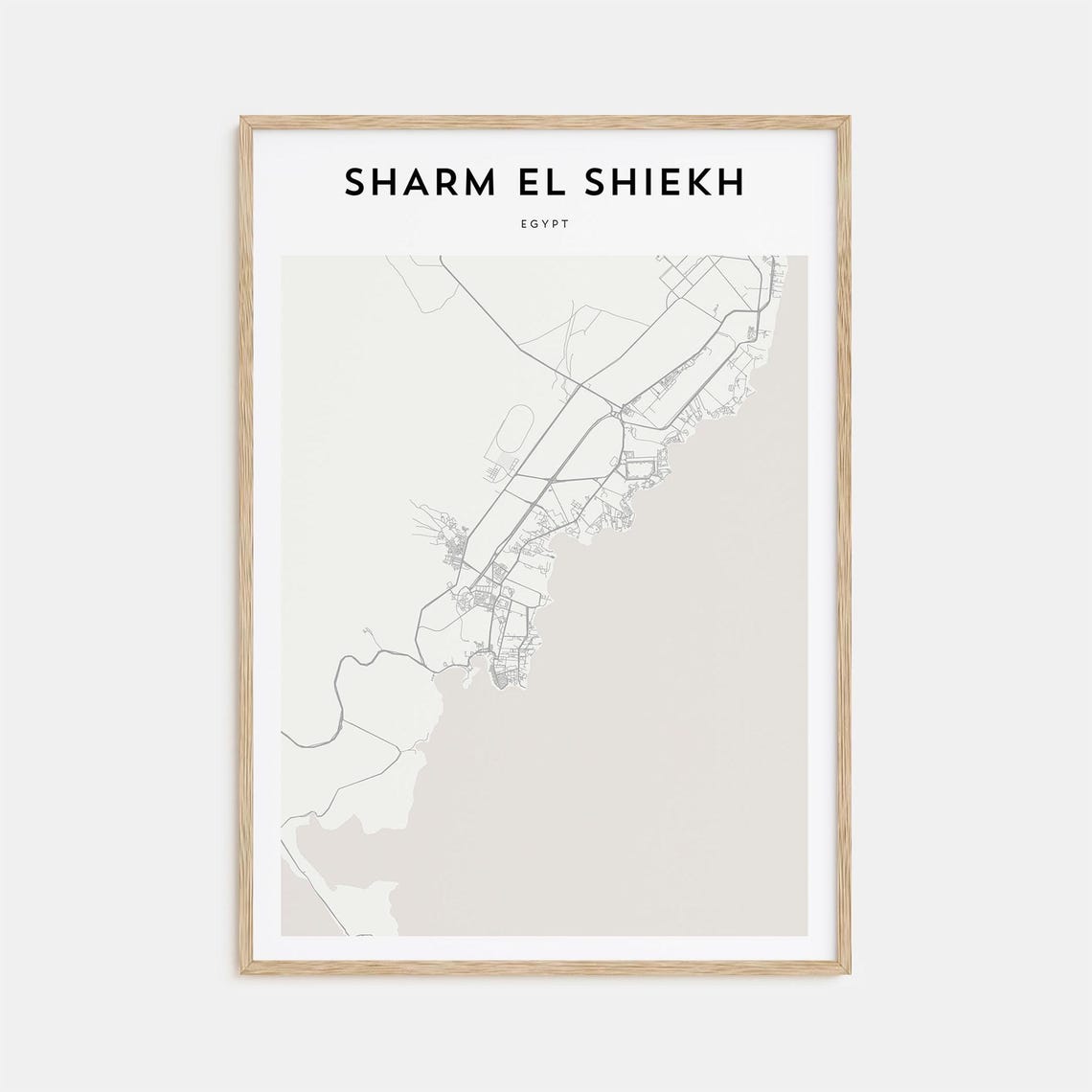 Sharm El Sheikh Egypt Minimalist Monochrome City Map Travel Poster