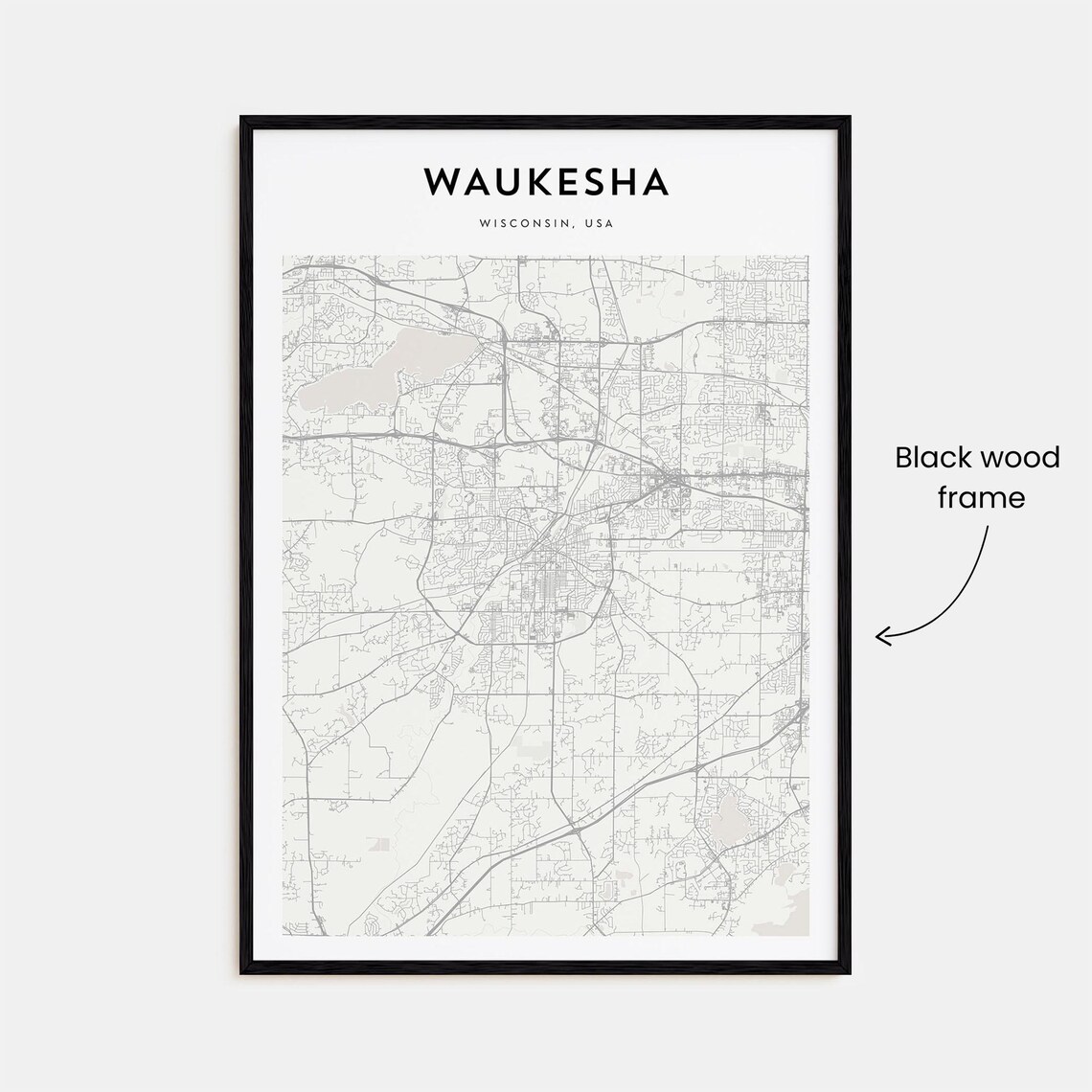 Waukesha Wisconsin Elegant Minimalist City Street Map Poster - Image 3