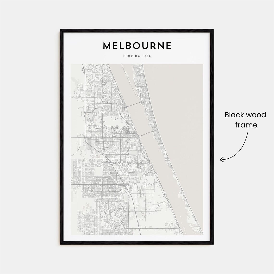 Melbourne Florida Space Coast Beige Minimalist Map Art Poster - Image 3