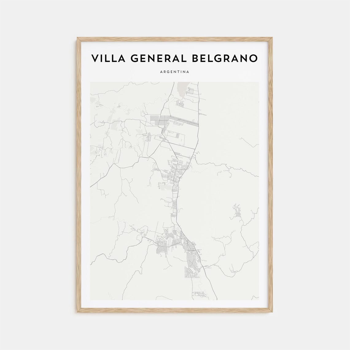 Villa General Belgrano Argentina Minimalist Town Map Art Poster