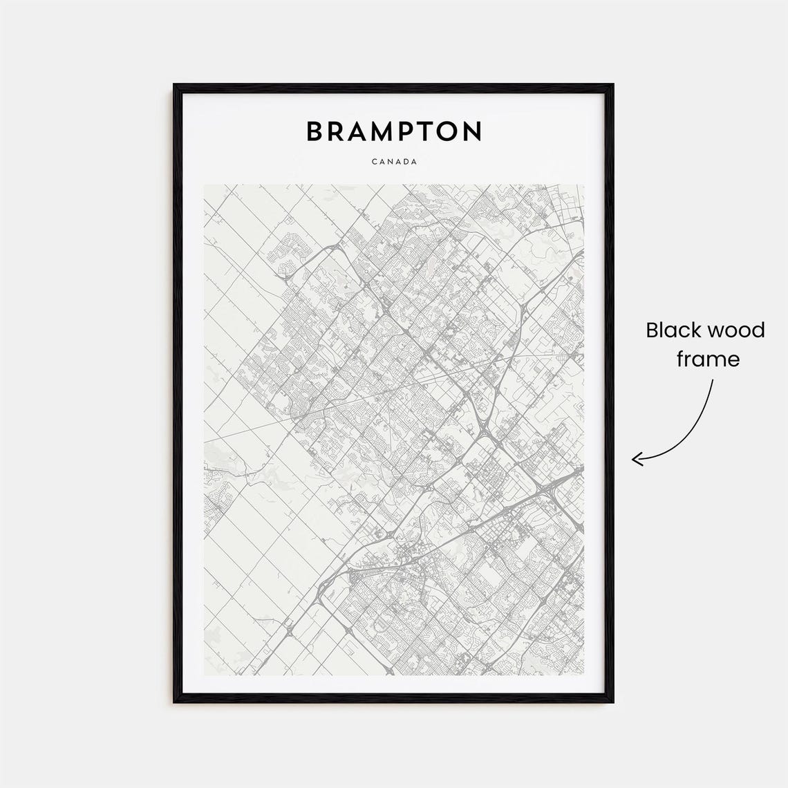 Brampton Canada Minimalist Line Map of the City Street Art Poster - Image 3