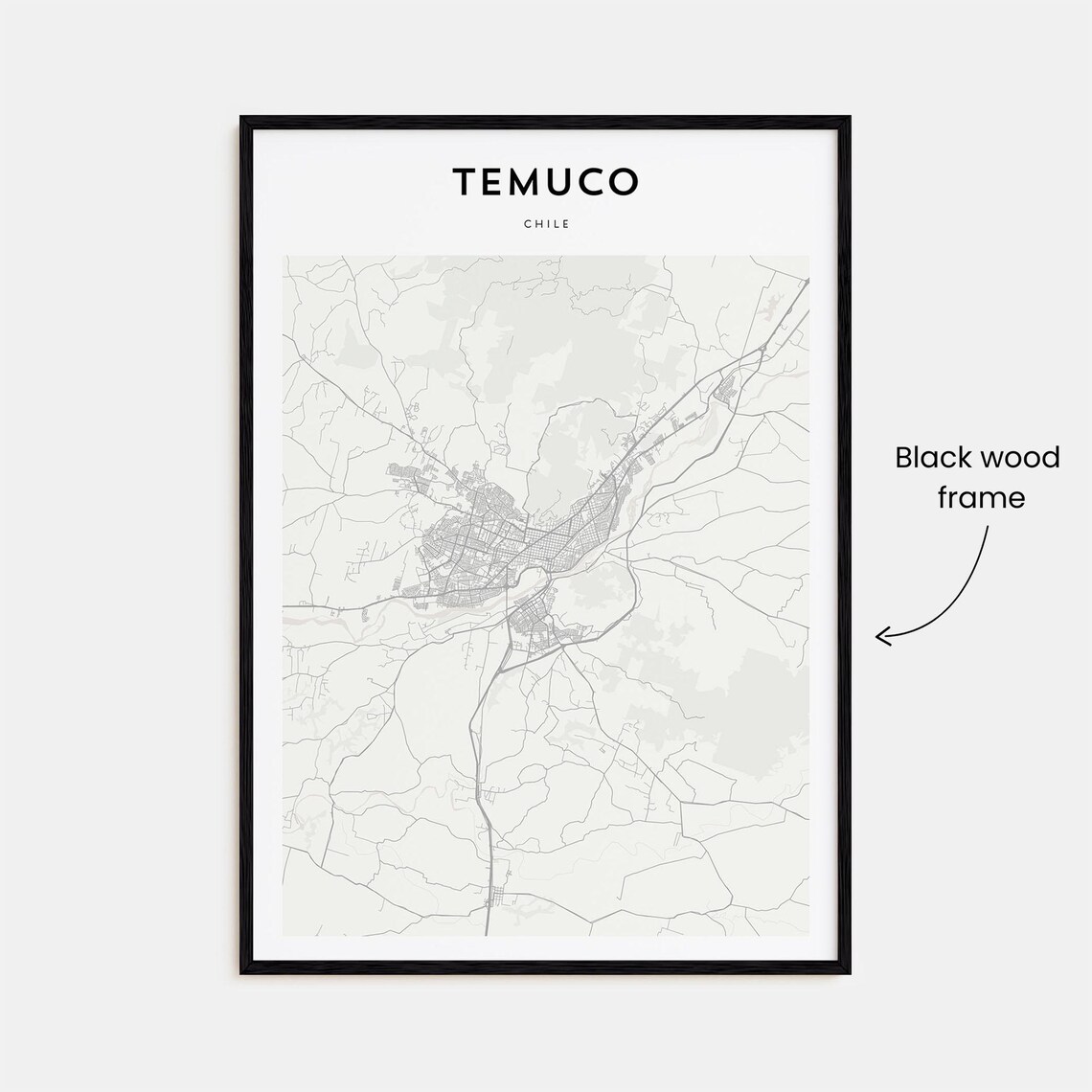 Temuco Chile Minimalist City Street Map Line Art Travel Poster - Image 3