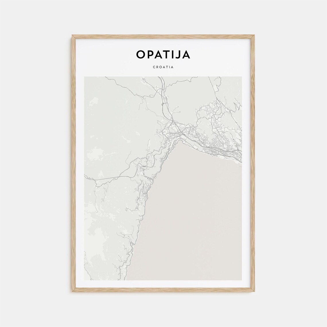 Opatija Croatia Coastal Town Minimalist Street Map Travel Art Poster