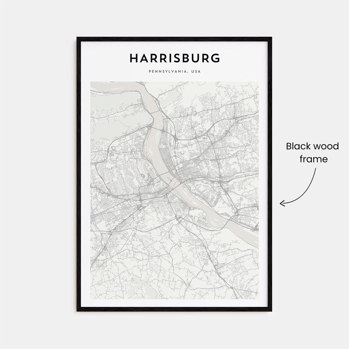 Harrisburg Pennsylvania Minimalist River City Map Wall Decor Poster - Image 3