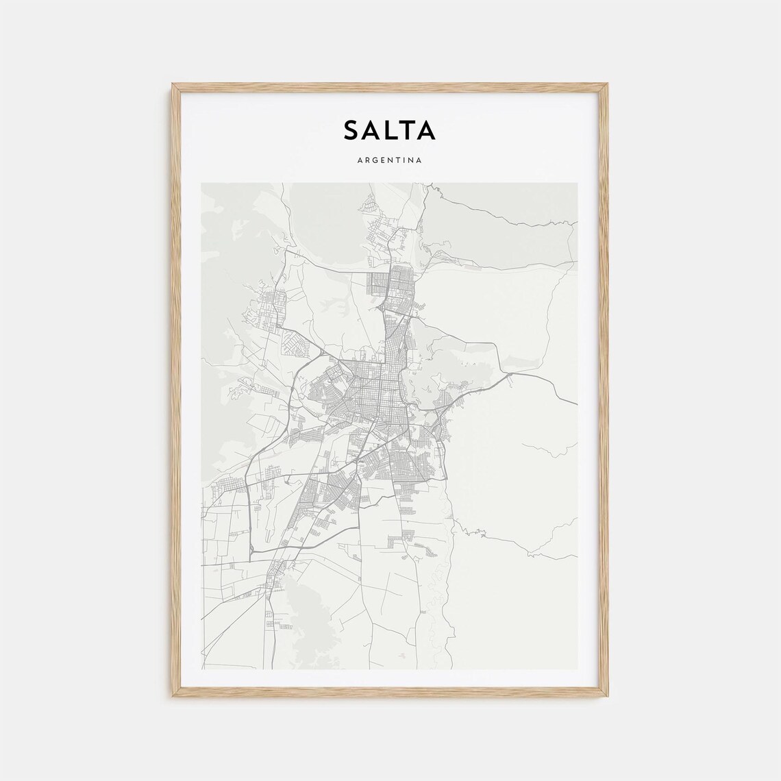 Salta Argentina Modern Minimalist City Street Map Travel Poster