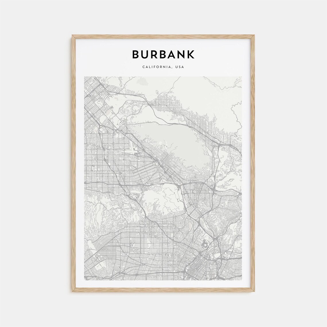 Burbank California USA Minimalist City Street Map Travel Art Print