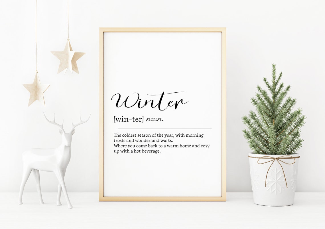 Winter Noun Definition Print Frosty Season Dictionary Style Decor