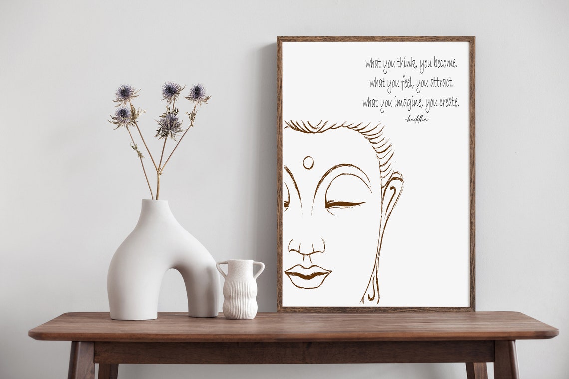 Buddha Inspirational Quote What You Think You Become Wall Art
