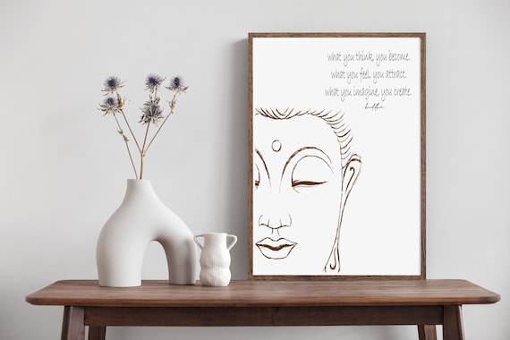 Buddha Inspirational Quote What You Think You Become Wall Art