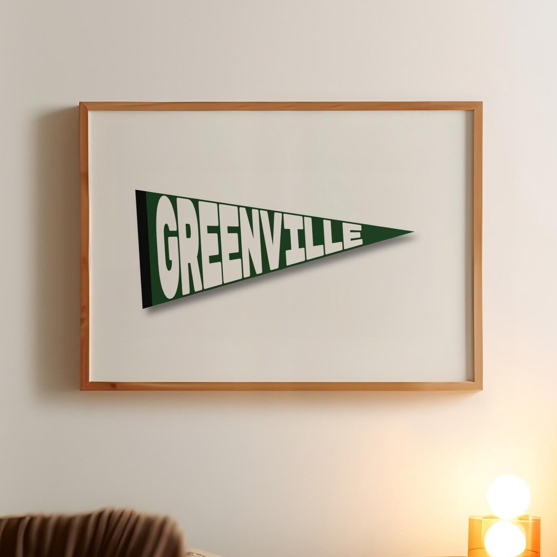 Greenville South Carolina Green Vintage Pennant Flag Wall Art