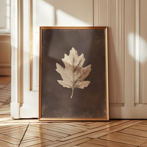 Oak Leaf Thanksgiving Nature Print, Rustic Autumn Decor