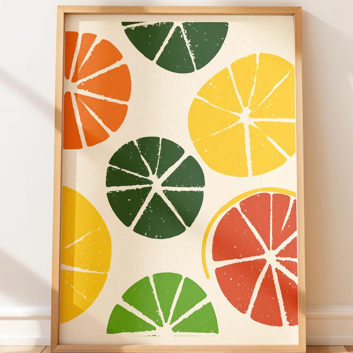Retro Citrus Fruit Slices Orange Lemon Lime Bold Kitchen Wall Poster
