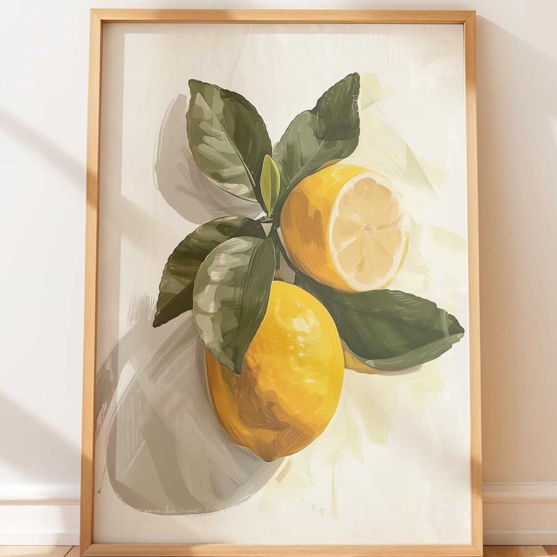 Fresh Lemons on Branch Painted Citrus Still Life Kitchen Art Print
