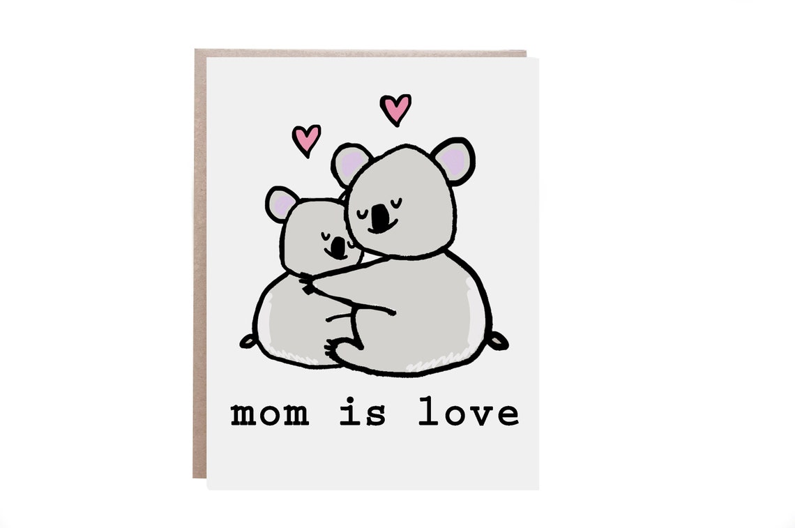 Mom Is Love Hugging Koala Bear Mother's Day Greeting Card Poster