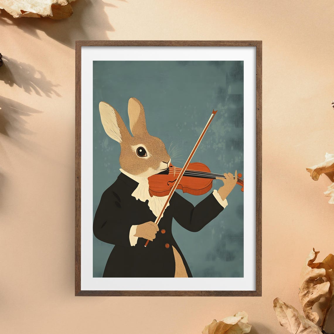 Rabbit Violinist Musician in Tuxedo Elegant Animal Nursery Art Poster - Image 3