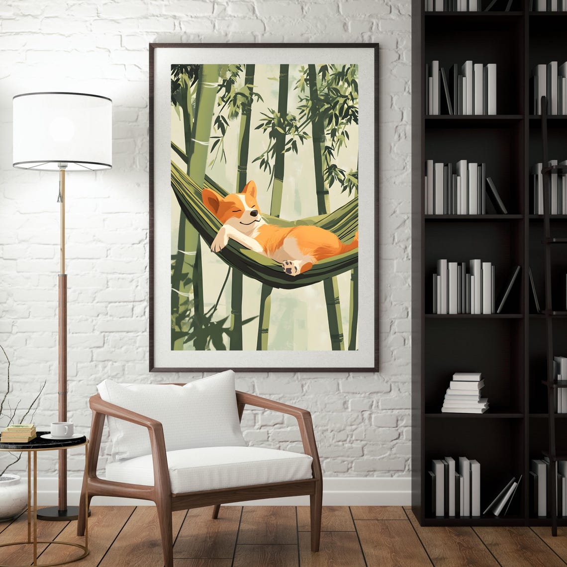 Corgi Sleeping In A Hammock Strung Through A Bamboo Forest Poster - Image 2