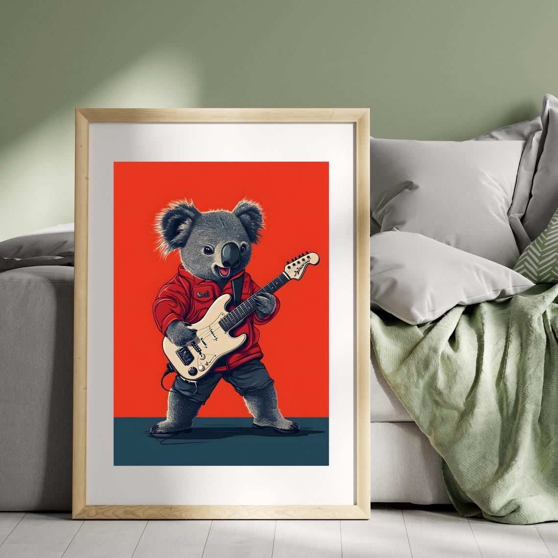 Rocking Koala Playing an Electric Guitar on a Red Stage Poster - Image 2