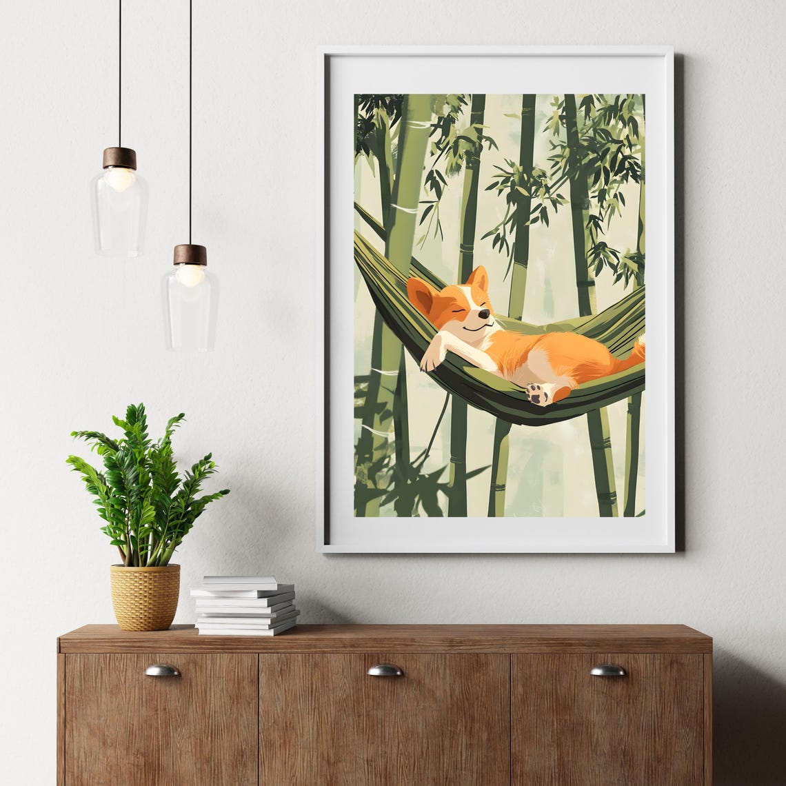 Corgi Sleeping In A Hammock Strung Through A Bamboo Forest Poster - Image 4