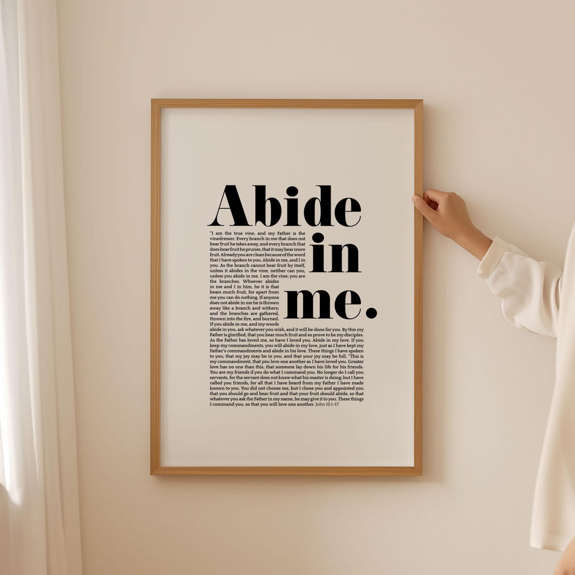 Abide In Me John 151 7 Vine Bible Verse Wall Art Christian Poster Scripture Jesus Sayings For Church Home Decor Bold Sunday School Memory