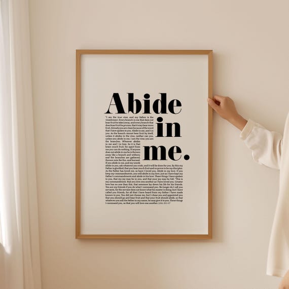 Abide In Me John 151 7 Vine Bible Verse Wall Art Christian Poster Scripture Jesus Sayings For Church Home Decor Bold Sunday School Memory