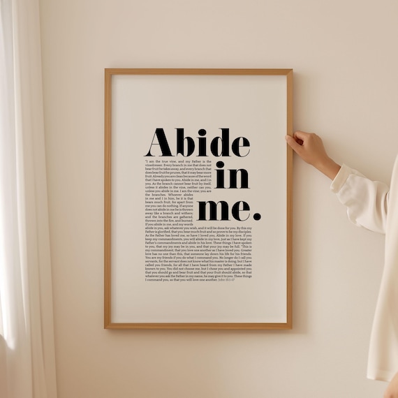 John 15 1 Abide In Me True Vine Bold Black Serif Scripture Poster
