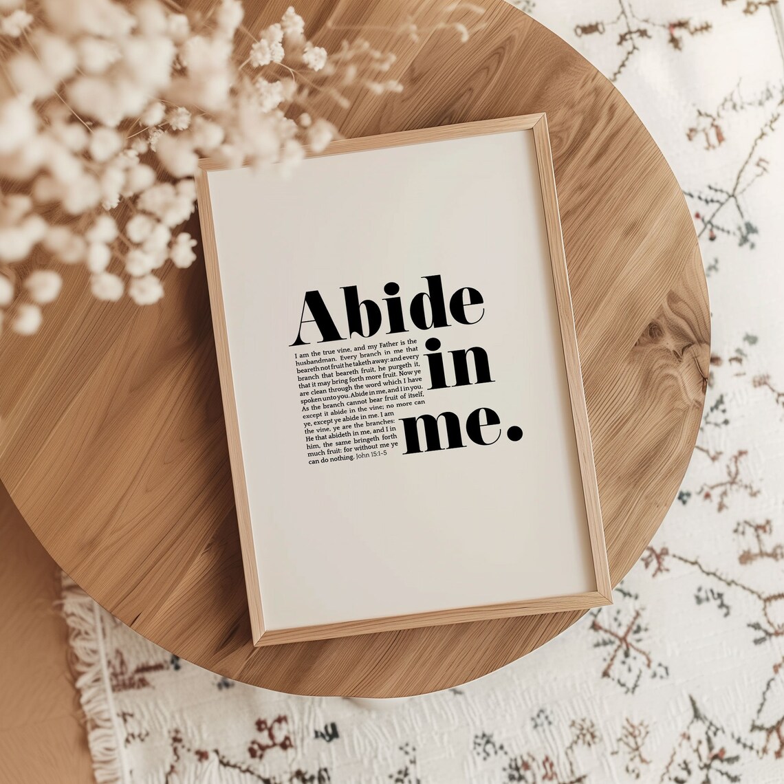 Abide In Me KJV Bible Verse Art Print, John 15:1-5 - Image 3
