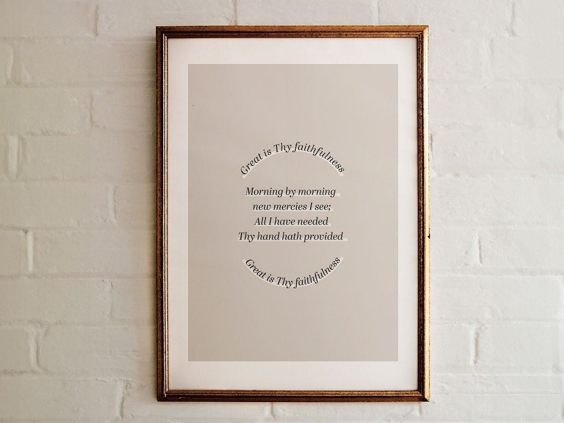 Great Is Thy Faithfulness Hymn Lyric Circular Script Christian Poster - Image 6