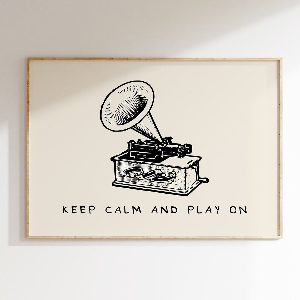 Keep Calm And Play On Vintage Gramophone Music Home Decor Poster