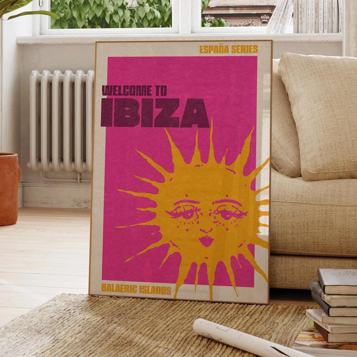 Ibiza Retro Travel Poster, Spain City Print
