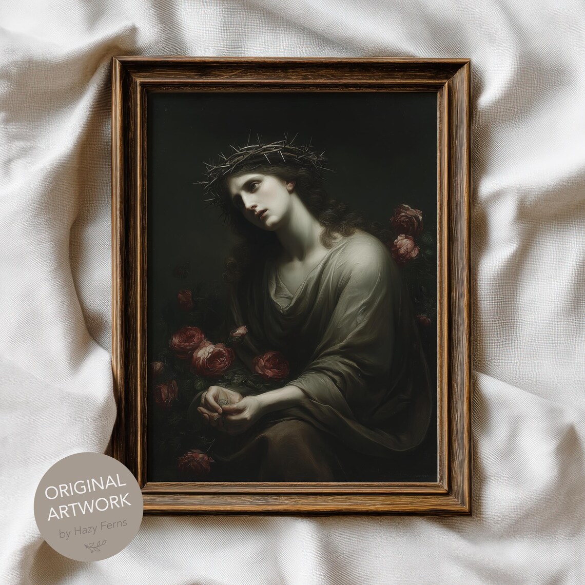 Pale Woman With Crown, Gothic Portrait Art Print