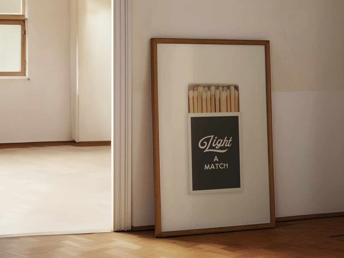Light A Match Matchbook Bathroom Sign Retro Wall Decor Poster - Image 2
