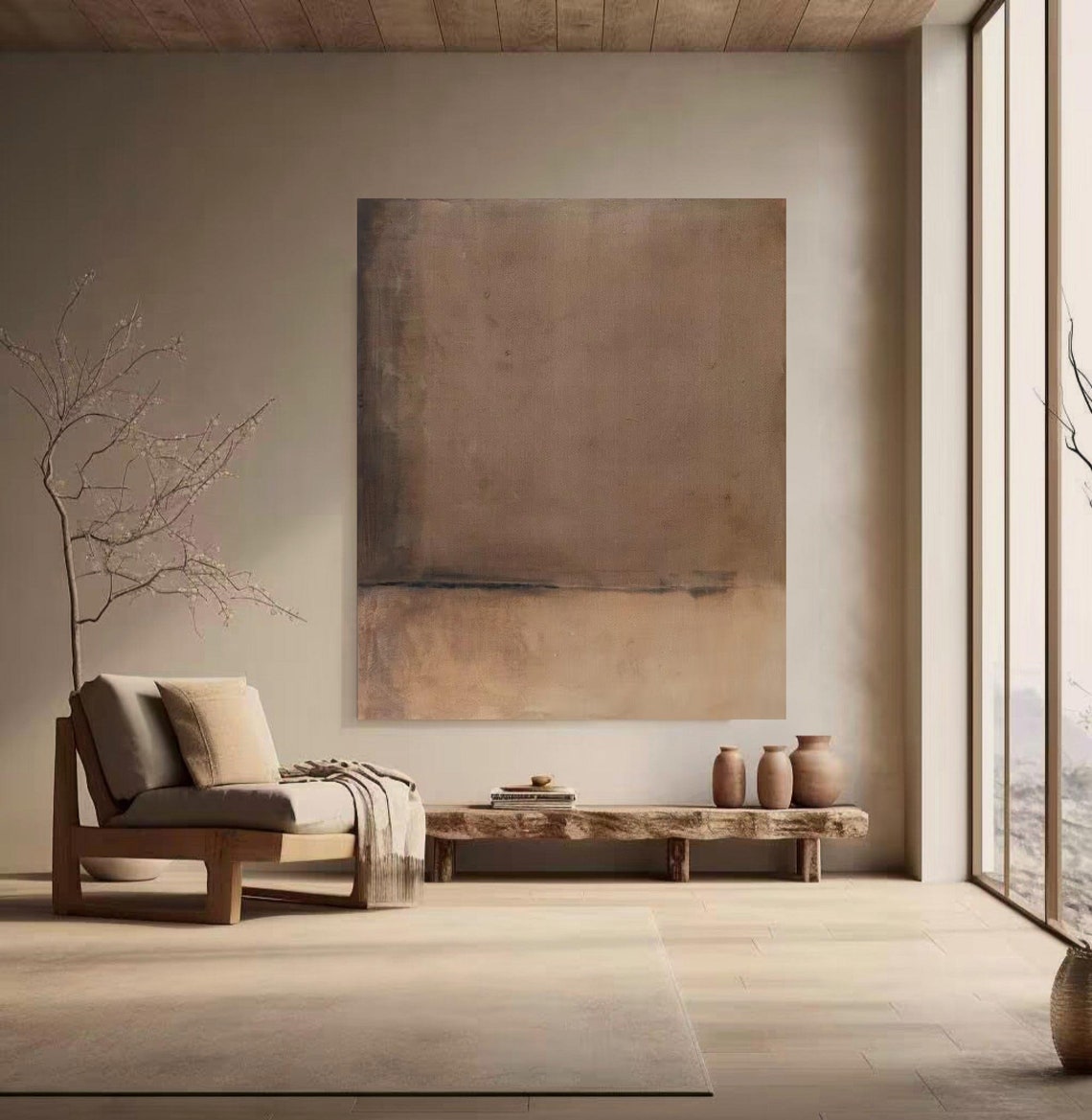 Beige Brown Minimal Field Wabi Sabi Textured Neutral Art Poster - Image 2