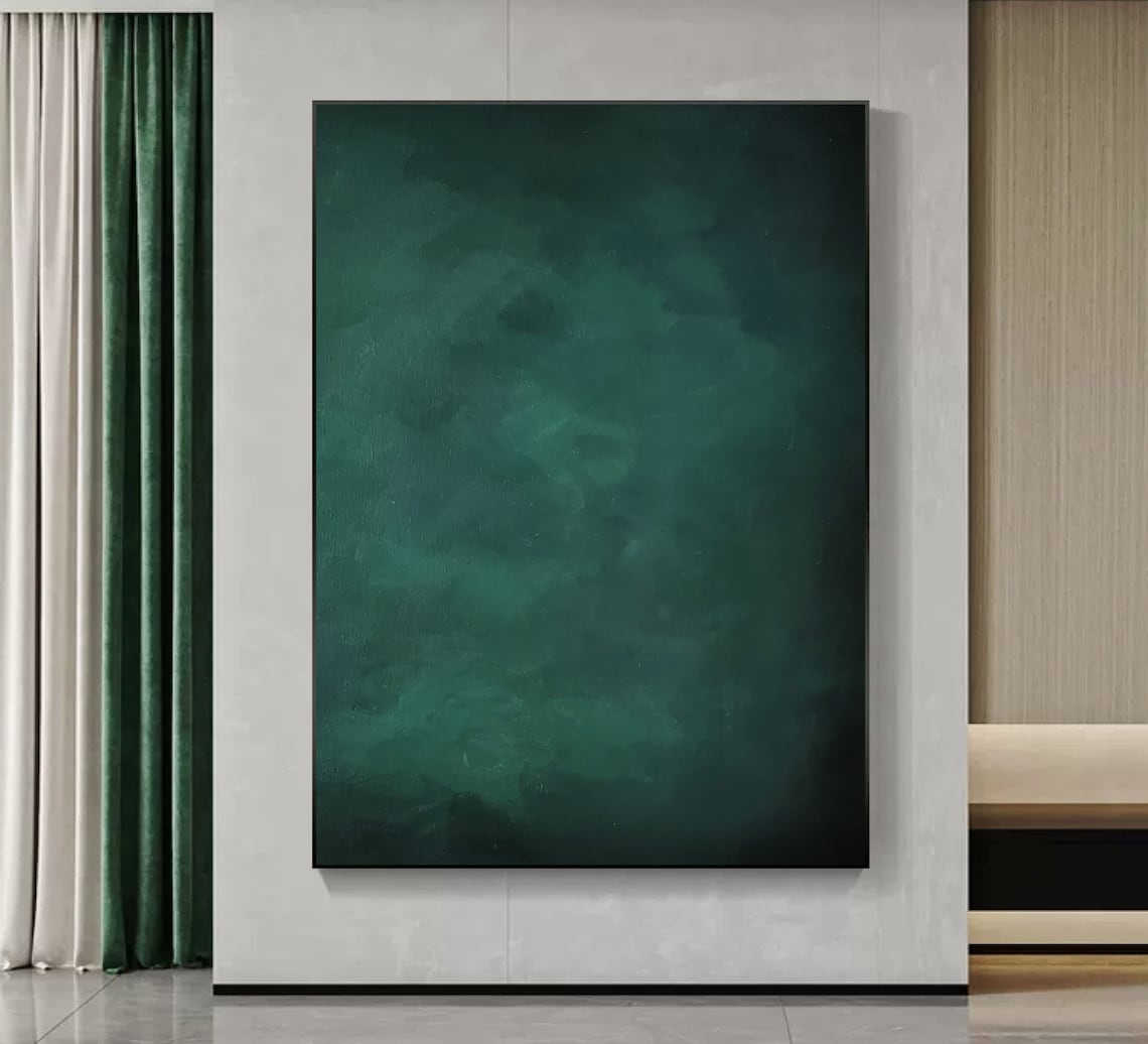 Pure Green Abstract Painting, Minimalist Wall Art - Image 3