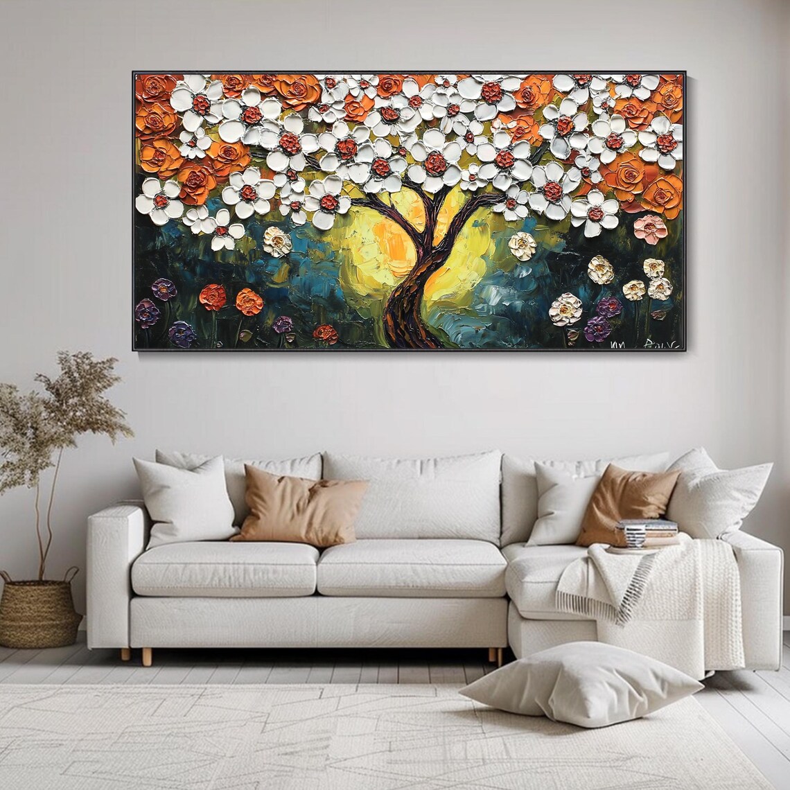 Blossom Tree Oil Painting Art Print, Modern Abstract - Image 2